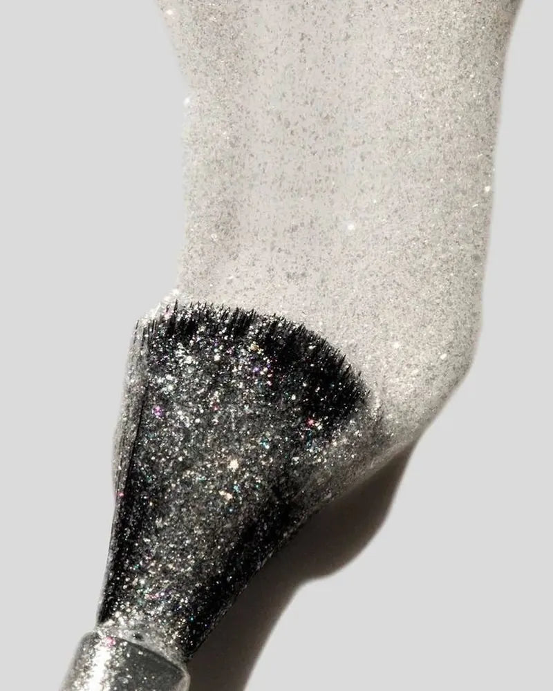 Silver glitter nail art